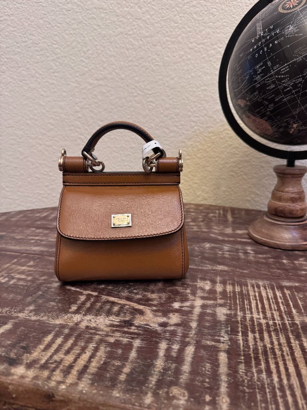 Dolce & Gabbana Mini Sicily Brown Leather Bag + COA